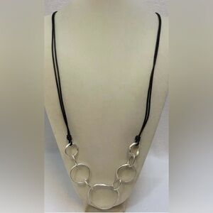 Sweet Lola Double Strand Faux Black Leather Necklace